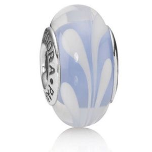 Retired Pandora Glass Charm Light Blue with Swirl